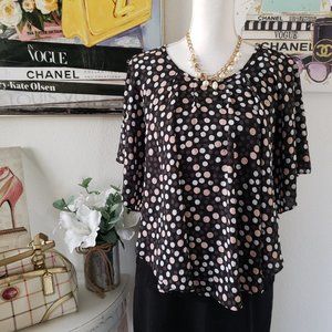 ** FINAL PRICE ** ELLE Polka dots Cape Sleeve Top